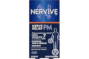 Nervive Nerve Relief PM, Occasional Nerve Discomfort II, Sleep Aid, Starts Working in 7 Days, Stabbing, Burning, Alpha Lipoic Acid, Melatonin, B Vitamins, Turmeric, Ginger, Nervive Supplement, 30 ct