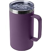 DOMICARE 24oz Mug with Handle and Lid, Stainless Steel Coffee Mug, Reusable Insulated Cup, Travel Mug with Handle, Double Wall Vacuum Coffee Tumbler for Men and Women, Dark Purple, Pack 1