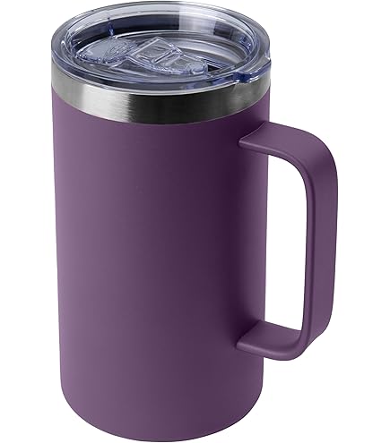 Amazon.com: 24 Ounces Travel Mug with Handle and Lid, Insulated, Stainless  Steel Coffee Mug, Camping Gift for Men and Women, Keep Cold for 9 Hours and  Hot for 3 : Home & Kitchen