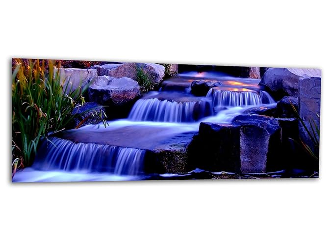 KD Dsign+ XXL Glasbild AG312500338 MURAL MYSTIC WASSERFALL 125 x 50 cm/WANDBILD Deco Glass/Handmade