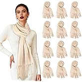 12pcs Shawls with Fringes Bulk Wedding Scarf Shawl for Guests Wedding Favor Bridal Shawls Gift Outdoor
