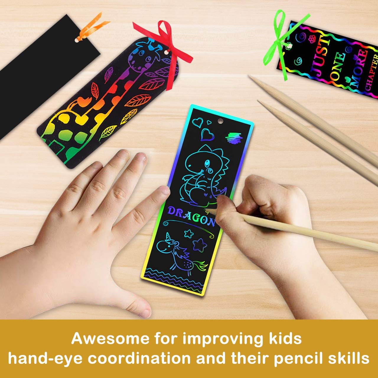 ZMLM Scratch Paper Art Bookmarks Kids: 36 Set 2 Style Magic Rainbow DIY Bookmark Art Craft Paper Bookmark Gift Tag Party Favor Pack Activity Bulk Making Kit for Boys Girls Birthday Game: Toys & Games