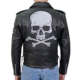 Hot Leathers Damen Lederjacke – 'Embroidered Bling Rose', Schwarz, Mittelschweres Rindsleder, Geflochtene Nähte