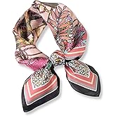 PoeticEHome 100% Pure Mulberry Silk Square Scarf 27"x27" Women Neckerchief Headscarf Gift Packed