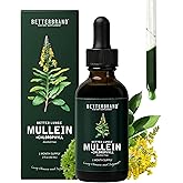 Betterbrand Mullein Drops for Lung Detox - Mullein Leaf Tincture with Chlorophyll - Helps Support Respiratory Health, Alcohol-Free, 1 Month Supply - 60ml