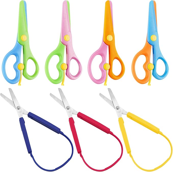 Set of 7, Loop Scissors and Preschool Training Scissors