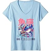 Womens Kawaii Zodiac Sign Astrology Astrological Sign Pisces V-Neck T-Shirt