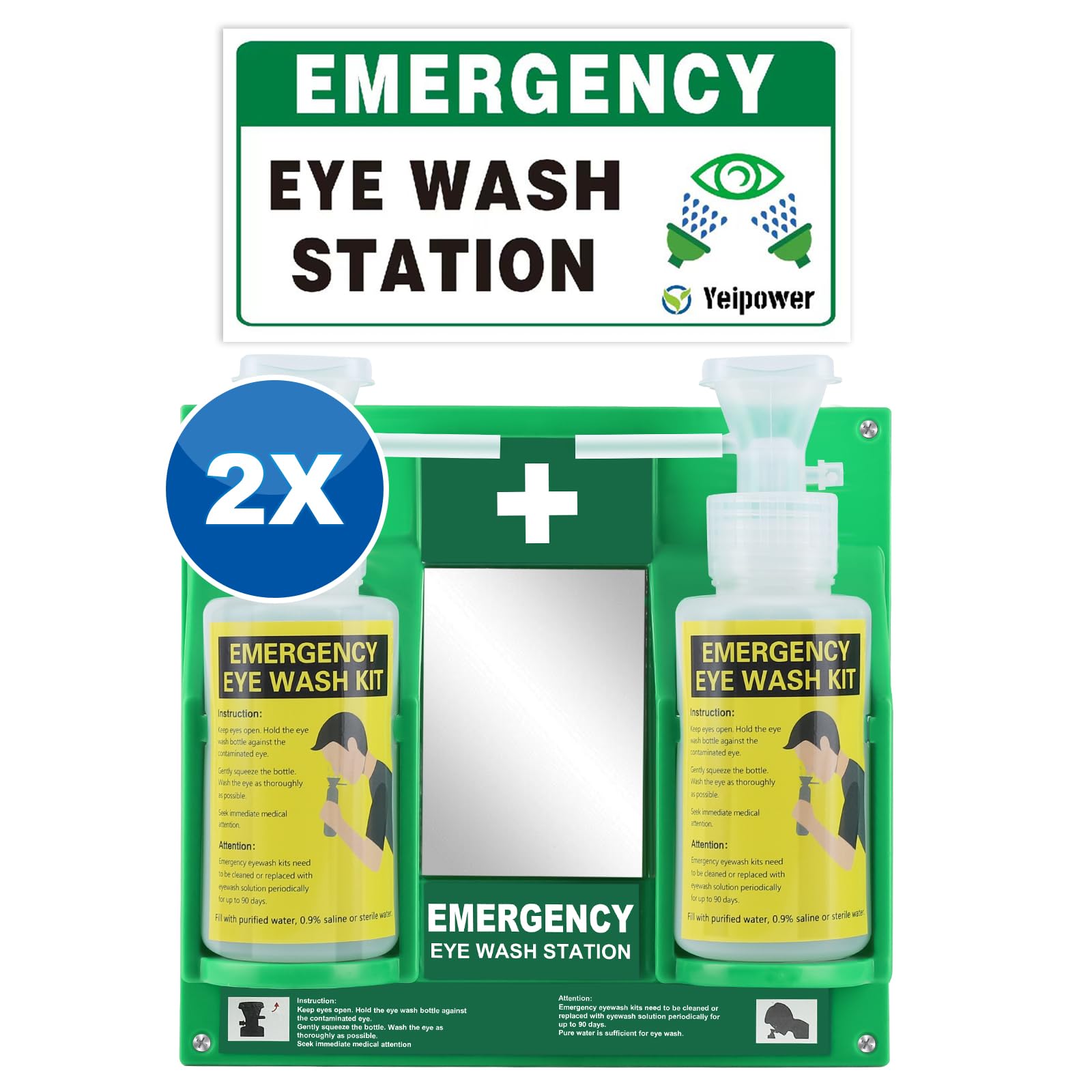 Photo 1 of Portable Eyewash Station Kit OSHA-Approved - Yeipower Emergency First Aid Eye Wash Flush Bottles Wall Mounted 16oz No Solution 2 Pcs