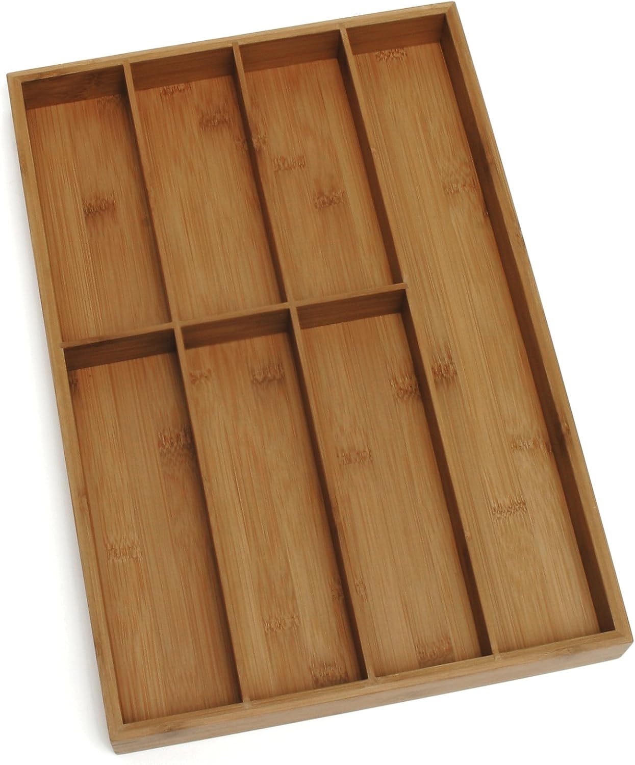 Lipper International 8877 Bamboo Wood Flatware Organizer with 7 Compartments, 12" x 17-1/2" x 1-3/4"