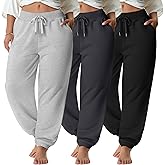 Oakgarden 3 Pack Women's Plus Size Sweatpants Joggers Tapered Elastic Waist with Pockets Workout Athletic Lounge Yoga Pants