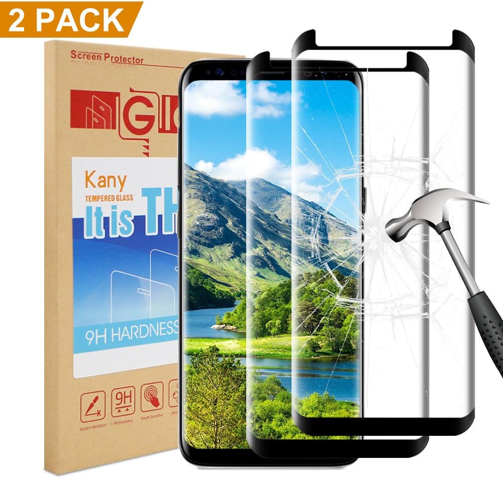 2 Pack Samsung Galaxy S8 Screen Protector, Kany 0.25 mm 9H Hard Glass Protective Foil Display Protective Glass for Samsung Galaxy S8