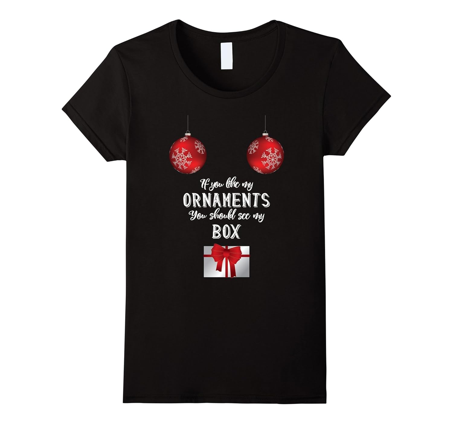 Womens Funny Christmas Tshirt For Women With Ornaments And Present-ANZ