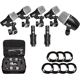 CAD Audio Stage7 Premium 7-Piece Drum Instrument Mic Pack with Vinyl Carrying Case + 7 On Stage Microphones Cables, 20 Feet