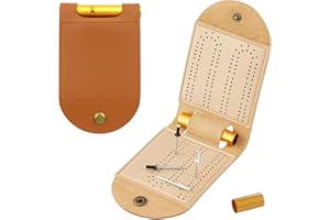 AKV Travel Cribbage Board Game Set, Portable Cribbage Boards Unique 2 Track Cribbage Board, Foldable PU Mini Cribbage Board with 4 Cribbage Board Pegs, Folded:3.14x4.92in,After Unfolding L:10.31in (1Pcs)