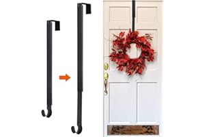 Kederwa Adjustable Wreath Door Hanger, Metal Wreath Hooks Over The Door from 14.9-25 Inch, Halloween Wreath Holder for Fall Christmas Thanksgiving Wreath Decor