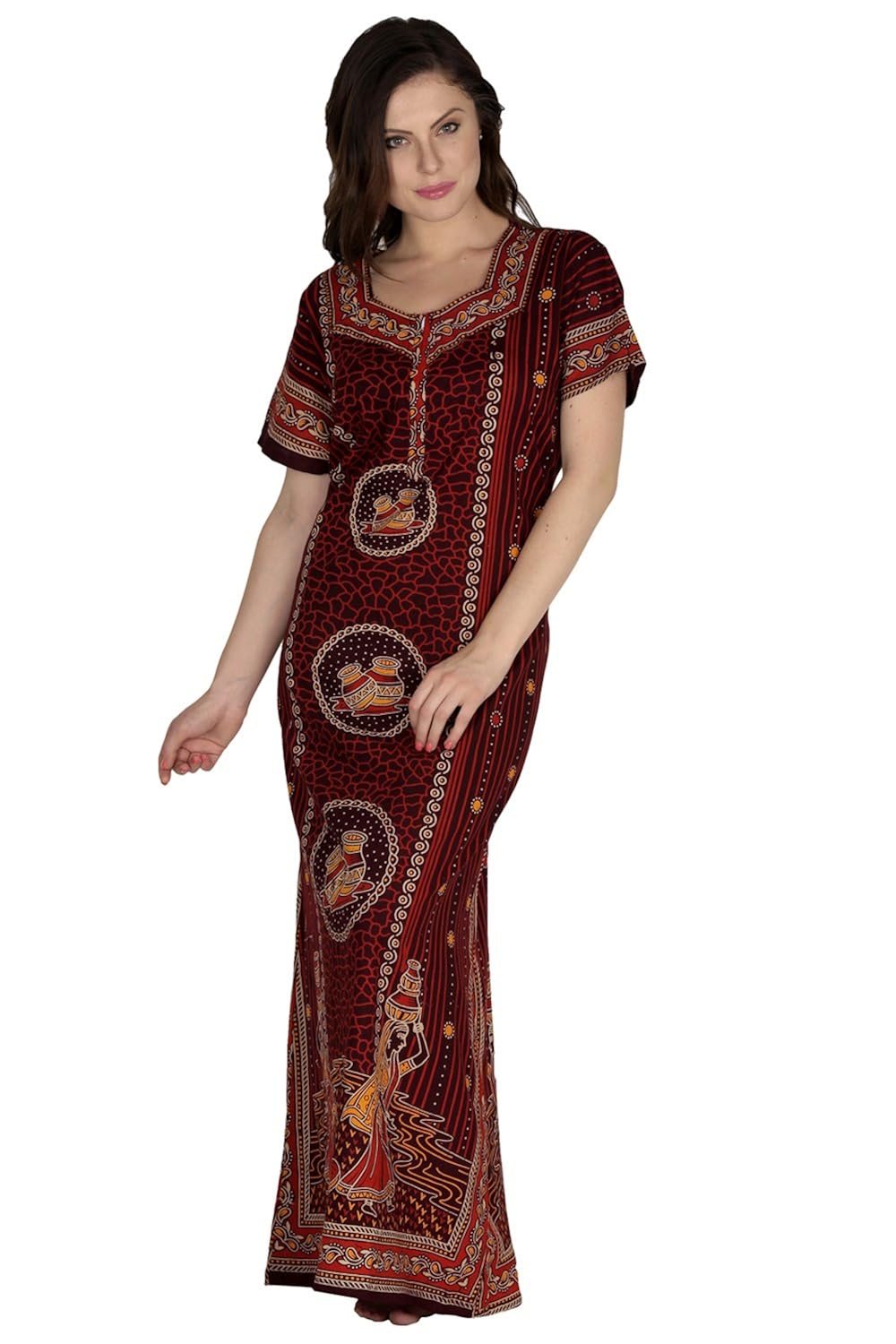 secret wish women's cotton brown nighty, nightdress