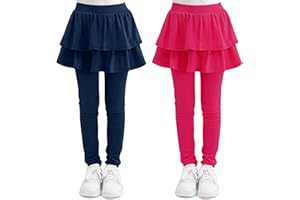 Cooraby 1/2/3 Pack Girls Leggings Toddler Girl Pants School Uniform Pants Warm Stretchy Skirt Leggings for Girls 2-14 Years
