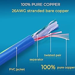 Rapink Patch Cables Cat6 0.5ft (24 Pack), Ethernet