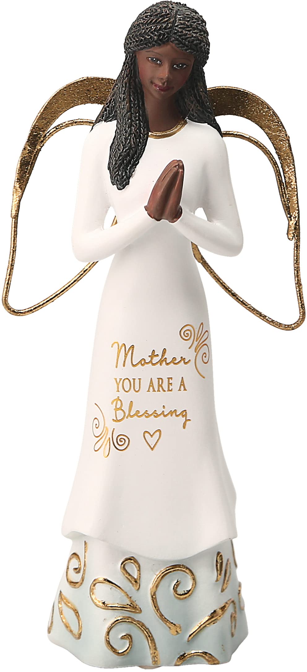 Pavilion Gift Company Mother You Are A Blessing - 5.5 Inch African American Praying Collectible Resin Angel Figurine, White