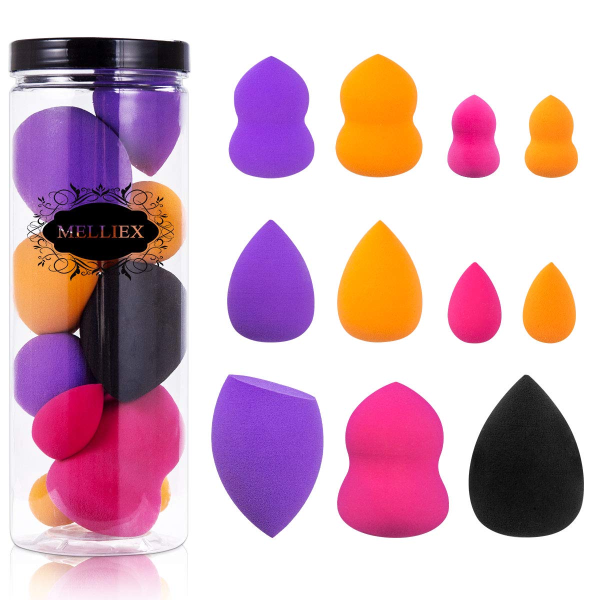 Makeup Sponge Blender Set, 11pcs Beauty Blender Foundation Blending, Flawless for Liquid Cream and Powder, Multi-Coloured Cosmetic Applicator Puff