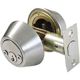 Probrico Satin Nickel Double Cylinder Deadbolt with 2 Side(Both) Keyed Round Modern Contemporary Deadbolt Door Lock for Interior and Exterior,1 Pack