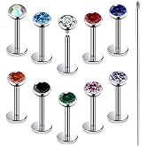 Xnsjeyy 20G 18G 16G Astm F136 Titanium Internal Thread Flat Back Earrings Nose Studs Tragus Helix Conch Cartilage Lobe Earrings Medusa Labret Snake Bite Monroe Lip Ring Piercing Jewelry For Women Men