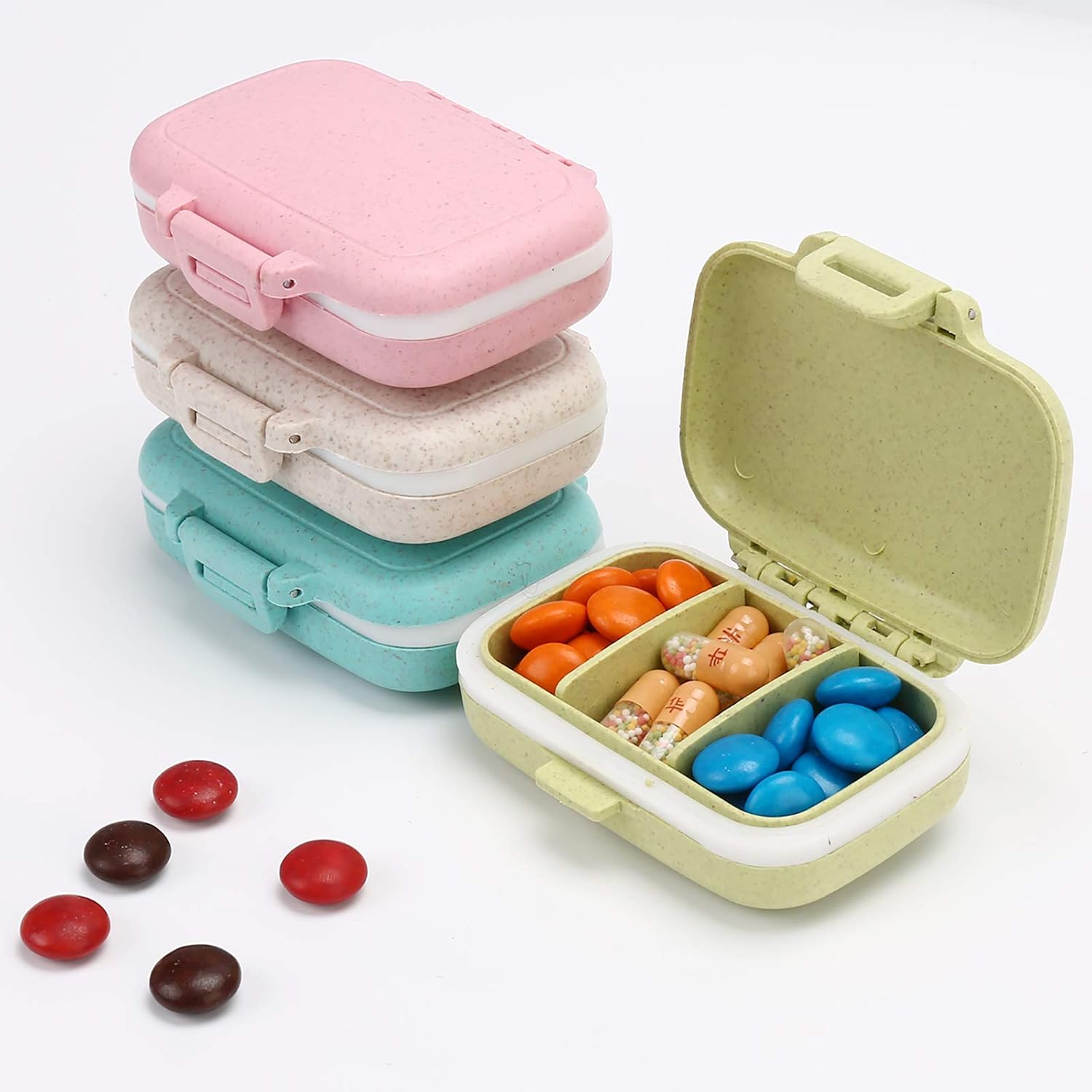 4 PC Pill Cases 3 Removable Compartments Pill Box Organizer Medicine