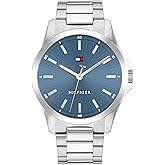 Tommy Hilfiger Men's 3H Quartz Watch, Stainless Steel Bracelet, Water Resistant 3 ATM, Modern and Stylish Timepiece, Gift for Him, 42mm