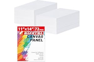 BAKEYBA Canvas Boards for Painting 72 Pack 11x14 Inch Canvas Panels, 100% Cotton White Blank Art Supplies for Acrylics Oil Watercolor Tempera Paints