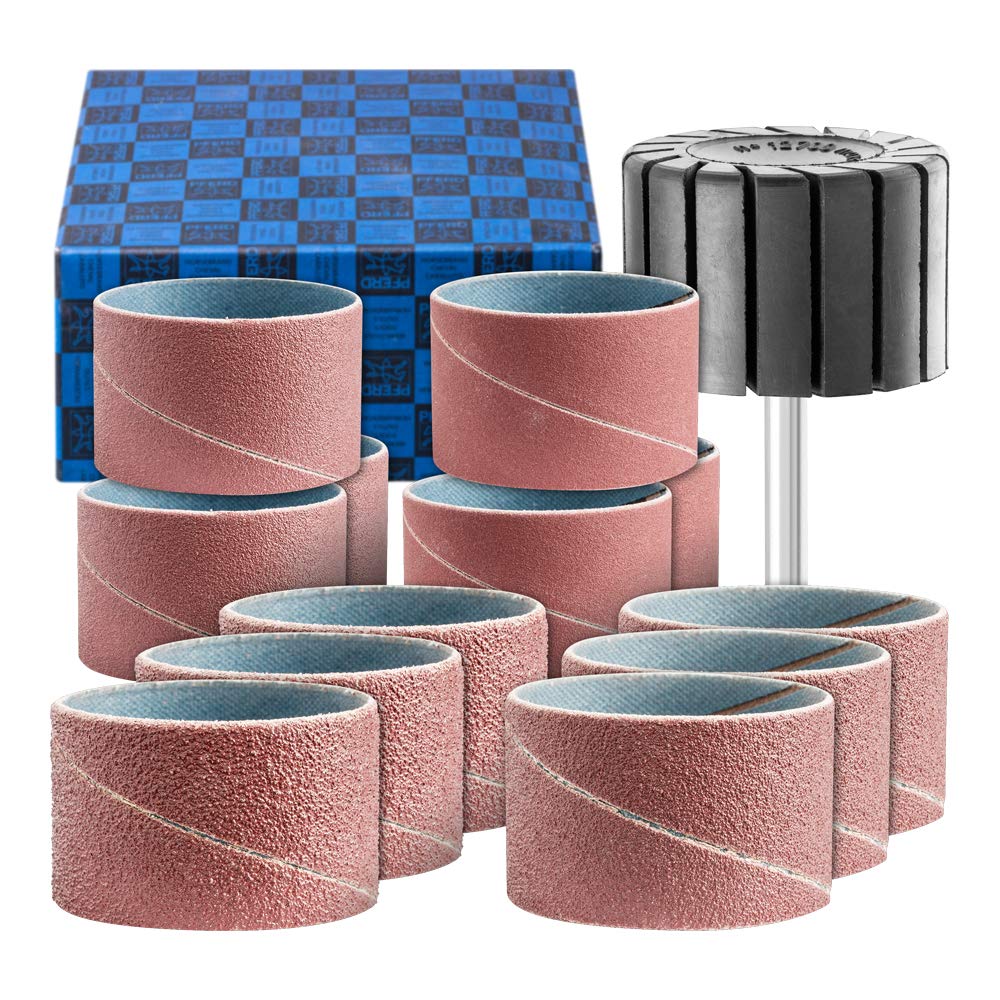 PFERD 42298005 Sanding Sleeve Set 13 Pieces | Corundum Diameter 45 x 30 mm A40, 60, 80, 150 Including Holder with Shaft Diameter 6 mm | for Universal Applications 45 x 30 mm