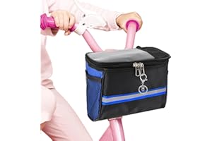 Hogurin Kids Bike Basket, Front Frame Scooter Basket Bag, Bicycle Handlebar Bag for Boys Girls with Zipper, Bike Decoration for Most Children's Bikes Like Tricycle, Balance BIK-e(Blue)