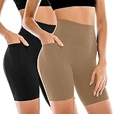 Leafigure 2 Pack Womens Biker Shorts with Pockets, High Waisted Yoga Shorts for Women Running Gym and Workout