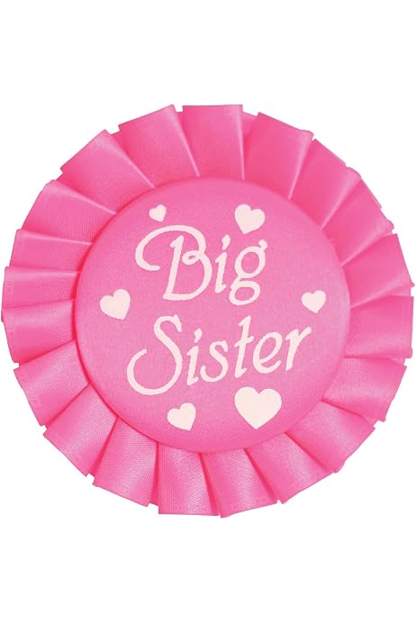 Big Sister Tinplate Badge Pin, White Rosette Big Sister