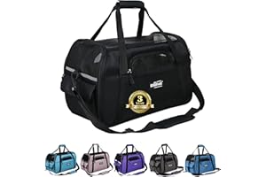EliteField Soft Sided Pet Carrier (3 Year Warranty, Airline Approved), Multiple Sizes and Colors Available (Medium: 17" L x 9" W x 12" H, Black)