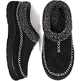 Zigzagger Men's Slip On Moccasin Slippers, Indoor/Outdoor Warm Fuzzy Comfy House Shoes, Fluffy Wide Loafer Slippers