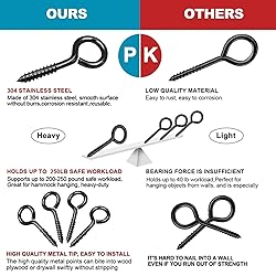 ZAUGONTW 5 Inch Eye Hooks, Eye Bolts Screw in Hooks