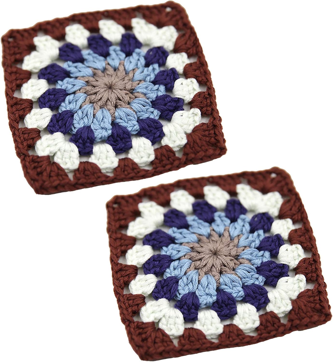 Amazon Co Jp コースター おしゃれカップマット ダクロン 糸で 編み物 ボヘミア風 吸水 断熱 滑り止め 洗える アフタヌーンティー 茶パッド 10cm 正方形 2枚 3枚 セット 工芸品 プレゼント ブラウン グレー 02 ホーム キッチン