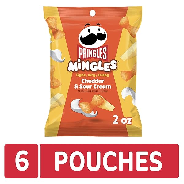 PRINGLES MINGLES PUFFED SNACKS, CHEDDAR AND SOUR CREAM, CHEESE PUFFS, SALTY SNACKS (6 BAGS)