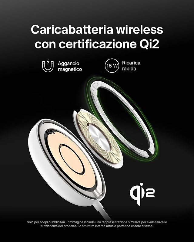 BoostCharge Pro Caricatore Wireless Magnetico 15W, Base con Supporto