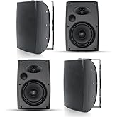 Herdio 6.5 Inch 800W Passive Outdoor Speakers Wired Waterproof 2-Way Wall Mounted Speakers with Bass Suitable for Patio Pool Deck Porch Backyard Indoor Home (2 Pairs, Black)