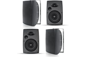 Herdio 6.5 Inch 800W Passive Outdoor Speakers Wired Waterproof 2-Way Wall Mounted Speakers with Bass Suitable for Patio Pool Deck Porch Backyard Indoor Home (2 Pairs, Black)