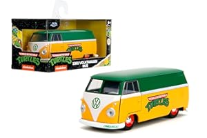 Jada Toys – Hollywood Rides TMNT 1961 VW Bus – Die-Cast Model Car – Opening Doors, Detailed Interior – 1:32 Scale Collectible – Age 8+, Green & Yellow (Nostalgic)