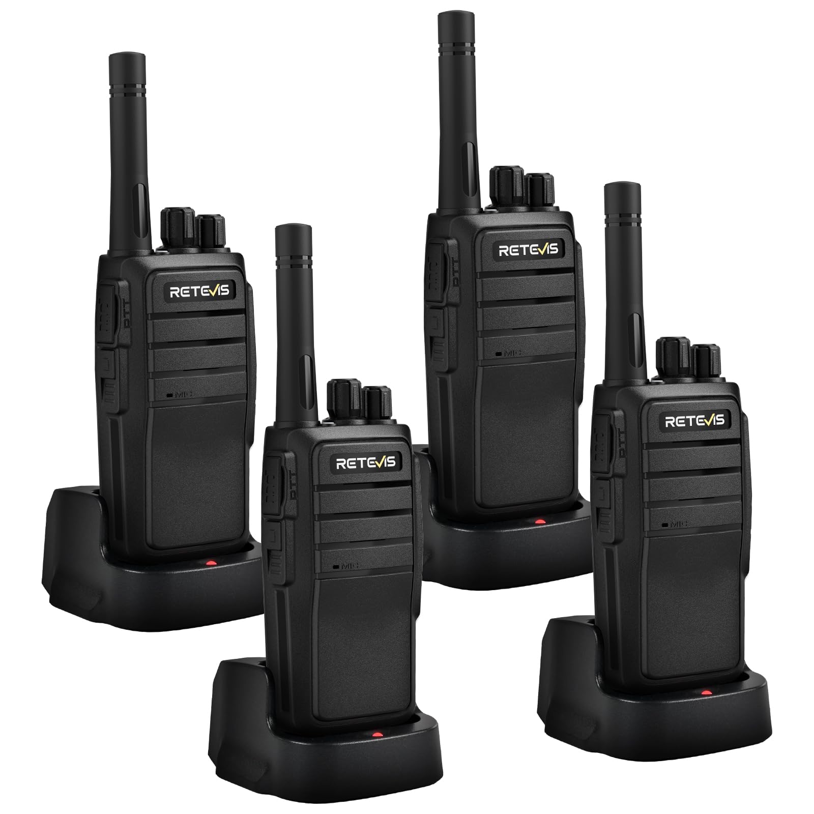 Retevis RT21 Walkie Talkies, Professional Two Way Radios with Clear Audio 1200mAh Battery, Durable and Easy-to-Use Radios for School Security & Team Communication (Black, 4 Pack)