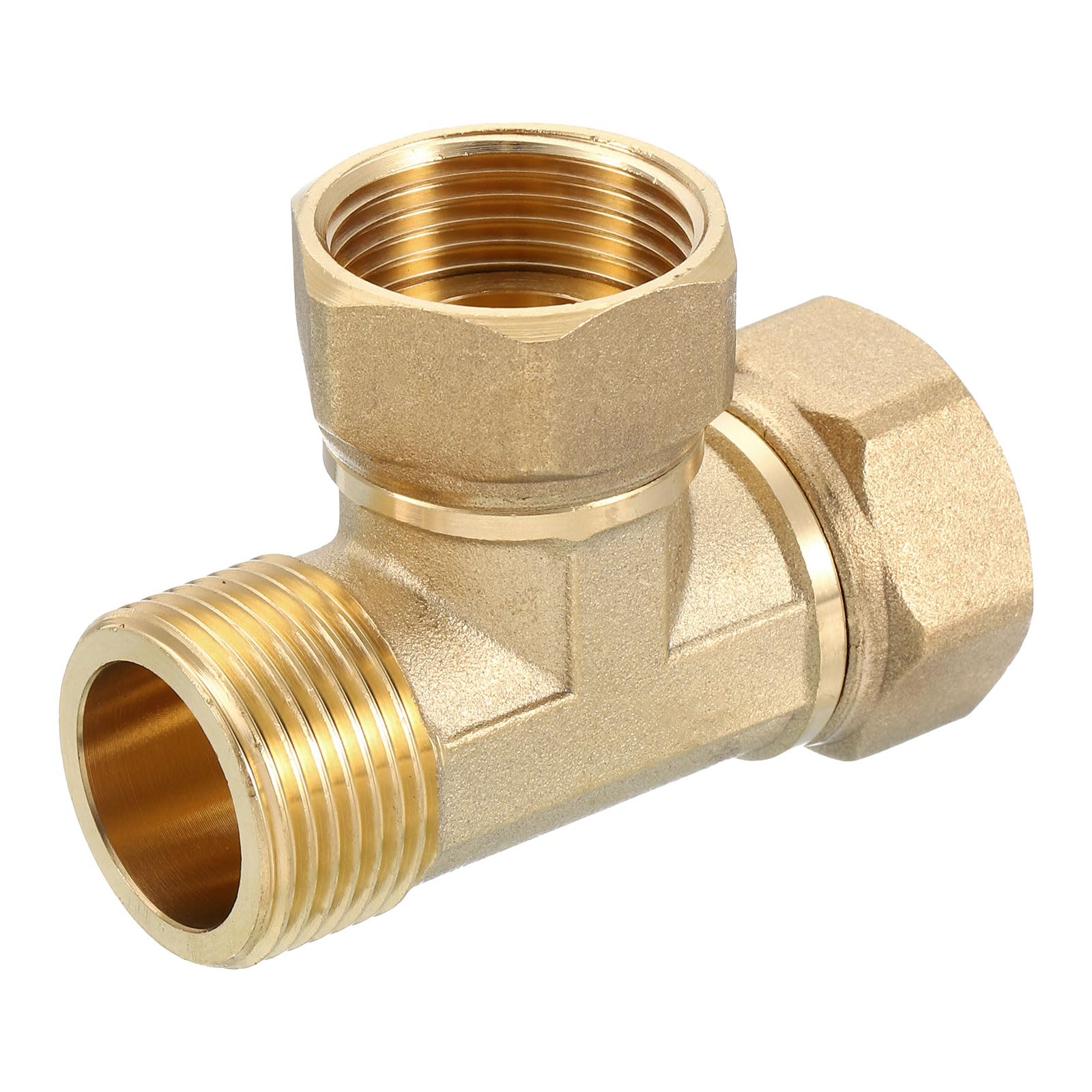 Photo 1 of uxcell Brass Tee Swivel Pipe Fitting, G3/4" (Female x Female x Male) 3 Way T-Connector Fitting Coupler for Air Conditioner Refrigeration Plumbing, 1pcs