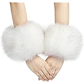 sy soul young Women's Faux Fur Wrist Cuffs Winter Fox Furry Wristbands Fluffy Fur Cuff Bracelet Arm Warmer Accessories
