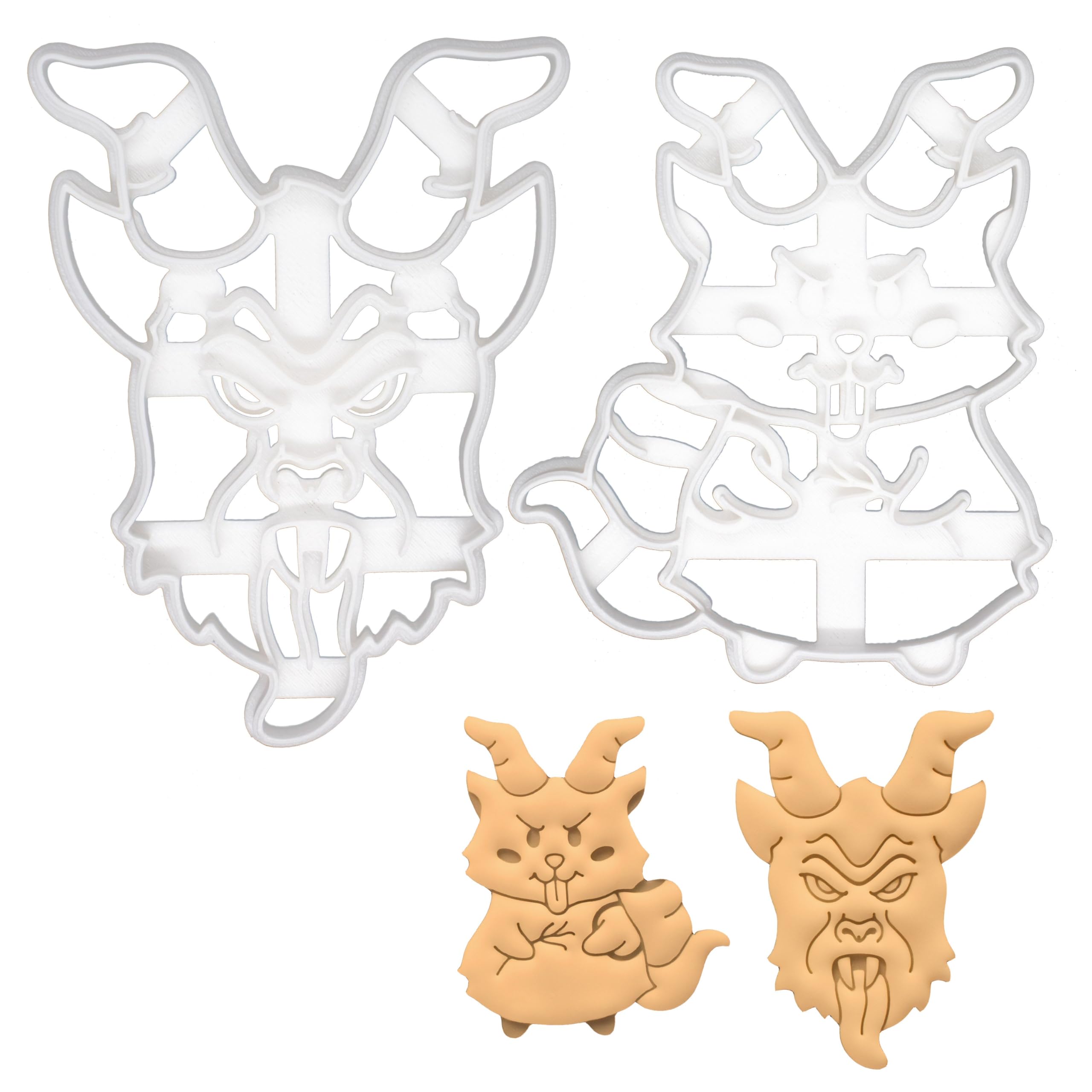 BAKERLOGY Set of 2 Krampus Cookie Cutters - Detailed Biscuit Cutter Design for Baking and Crafts, Ideal on Fondant, Dough, Clay