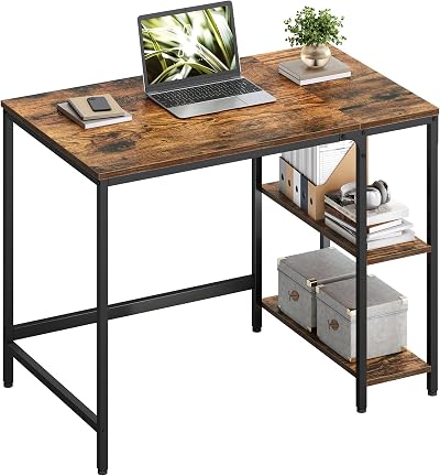 VASAGLE Computer Desk 100x50x76 cm Industrial Rustic Brown Ink Black LWD046B01