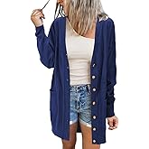 Arach&Cloz Women's Lightweight Cardigan Sweater Fashion Long Sleeve Summer Casual Outfits with Pocket Cozy Clouds