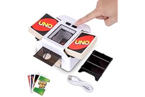Automatic Card Shuffler Rechargeable, Portable UNO Shuffler Machine with Dual Modes & Type-C Charging, Handles 1-2 Decks, for