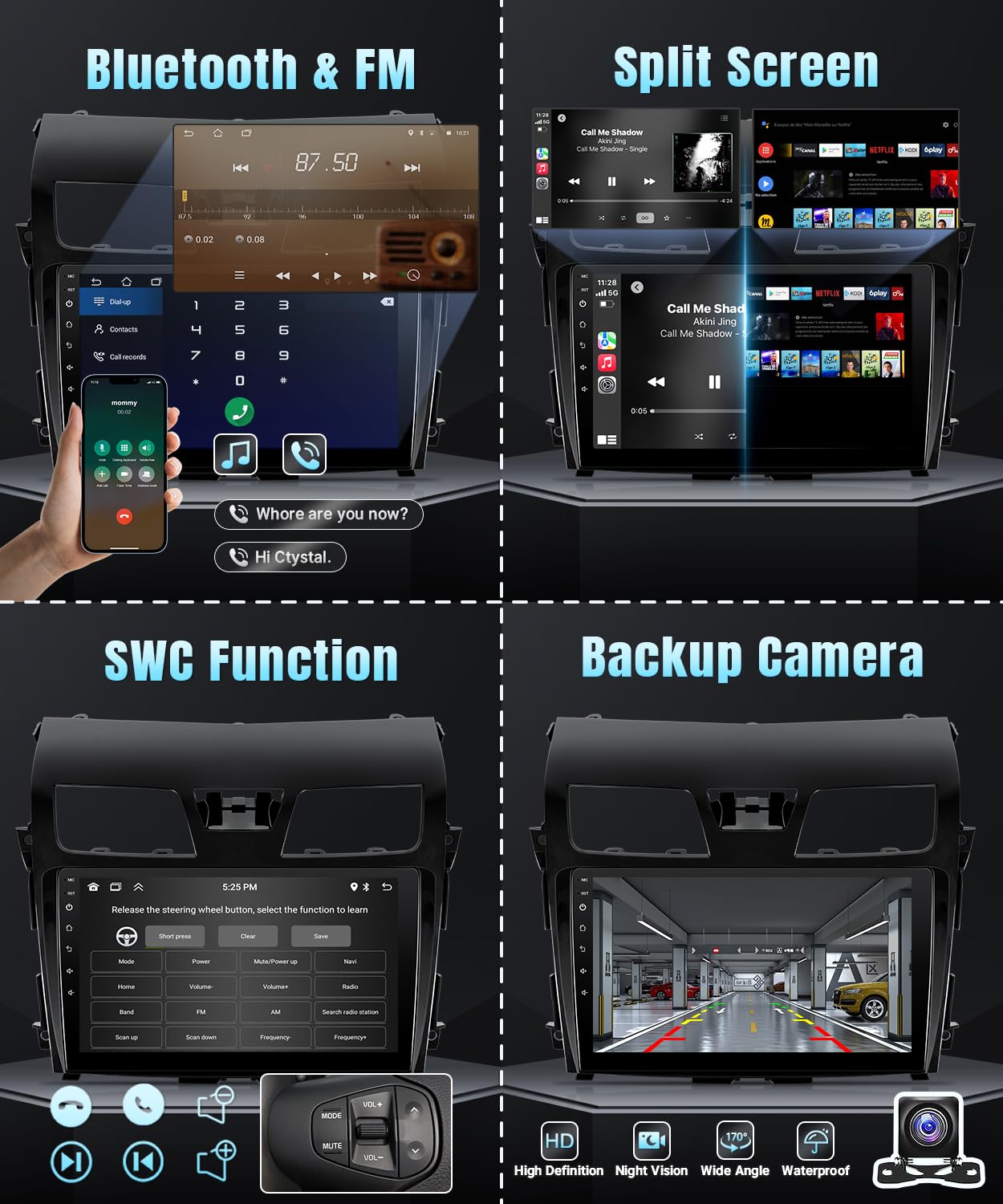 Naifay Android Car Radio for 2013 2014 2015 Nissan Altima with Wireless CarPlay Android Auto, 2+32G 10.1 inch IPS Touch Screen Car Stereo for Nissan with Bluetooth/FM/GPS/WiFi/SWC/Split Screen/Camera